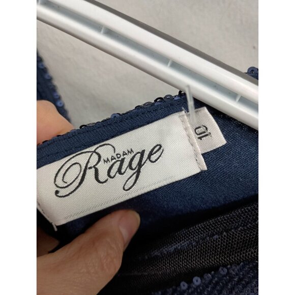 Madam Rage Womens Cocktail Dress Size 6 Navy Sequin Sleeveless Bodycon Mini - Picture 8 of 9